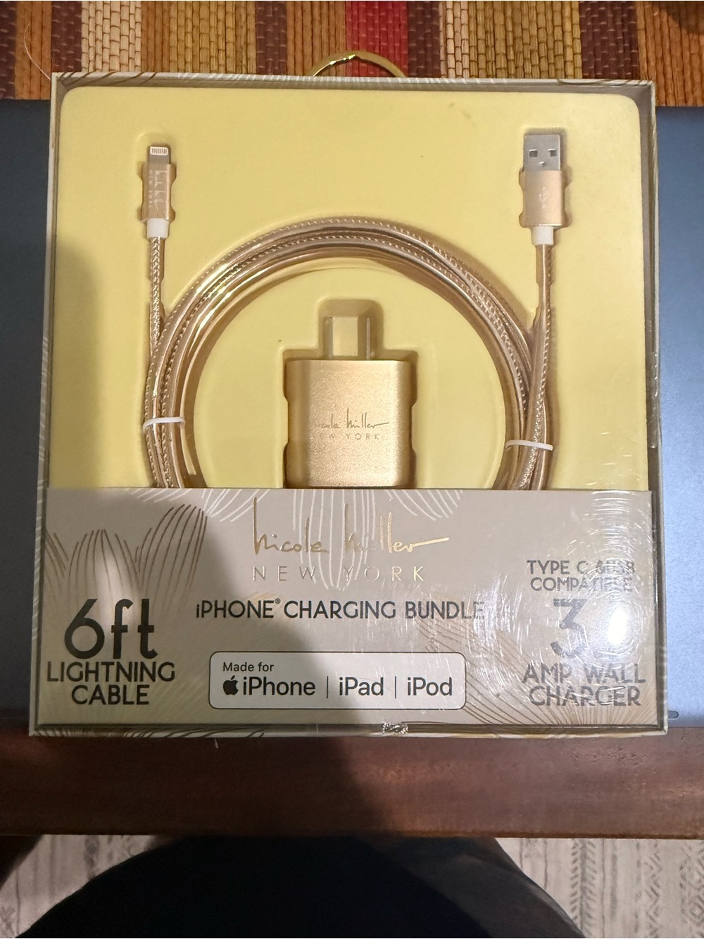 Nicole Miller iPhone Charging Bundle – 6ft Lightning Cable + 3.1A Wall Charger